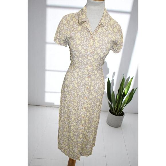 Vintage Y2K Old Navy Button Front Midi Dress – Size 2 – Daisy Floral Rayon - Picture 4 of 16